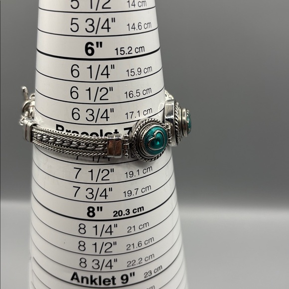 Silver and Turquoise Enamel Bracelet JP361 - Picture 8 of 9